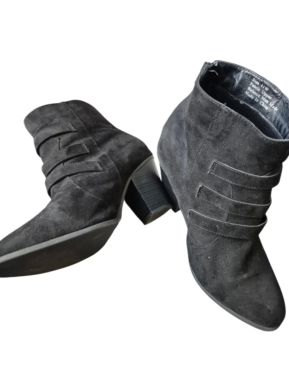 Lane Bryant Black Suede Buckle‎ Ankle Boots 11 W